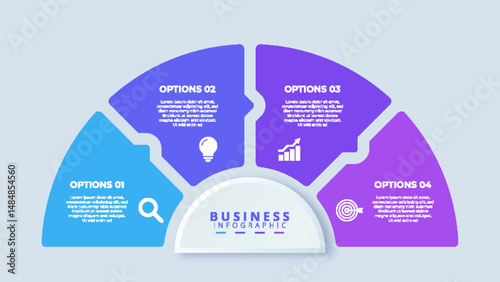 Infographic template featuring 4 steps with icons, designed for business concepts. Ideal for presentations, banners, workflow layouts, process diagrams, flowcharts, and data visualization.