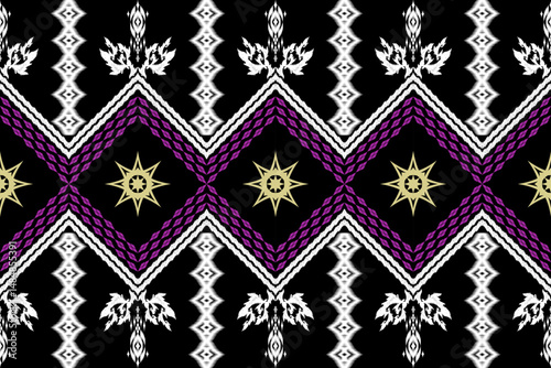 Ethnic Figure aztec embroidery style.Geometric ikat oriental traditional art pattern.Design for ethnic background,wallpaper,fashion,clothing,wrapping,fabric,element,sarong,graphic,vector illustration
