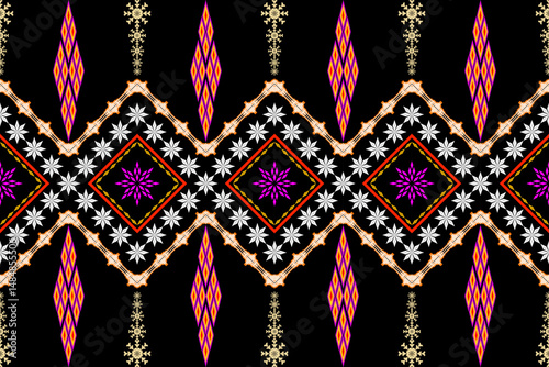 Ethnic Figure aztec embroidery style.Geometric ikat oriental traditional art pattern.Design for ethnic background,wallpaper,fashion,clothing,wrapping,fabric,element,sarong,graphic,vector illustration
