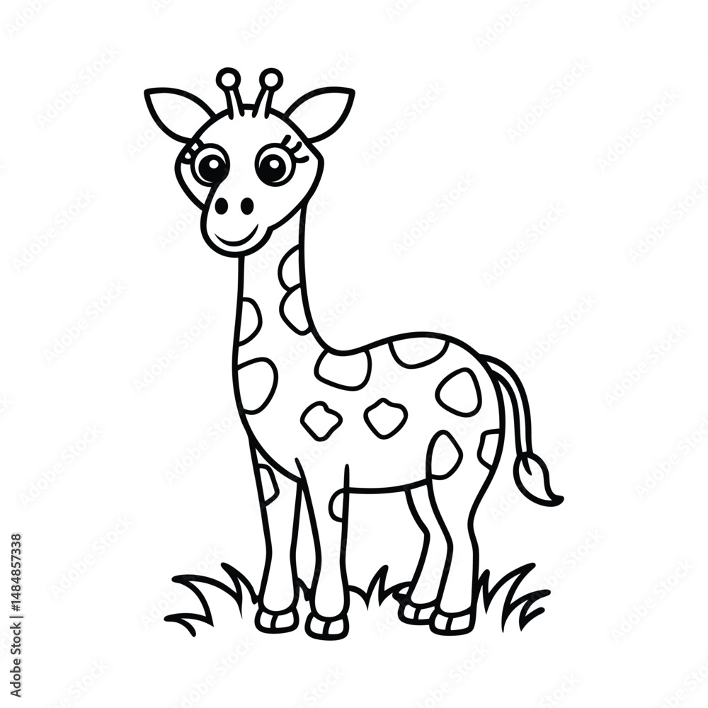 Fototapeta premium giraffe line art for coloring book page