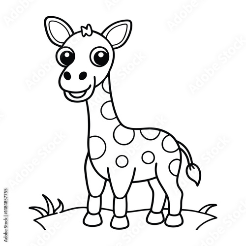 giraffe line art for coloring book page