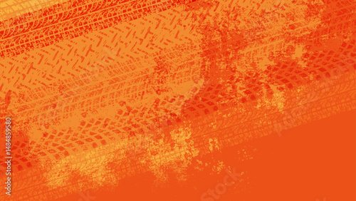 オレンジ系グランジタイヤ跡の背景ベクター
