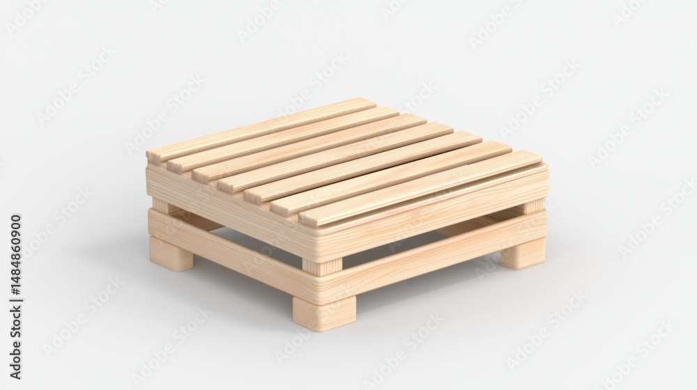 Wooden stool with slats and four legs. Wooden stool with slats and four legs.