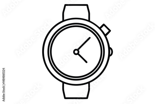 Simple Line Drawing of a Wristwatch