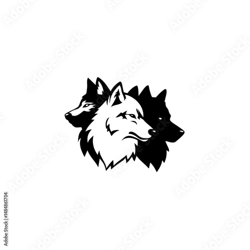 3 Wolves Logo Design - Minimalist Black & White Vector Pack for Branding & Stickers