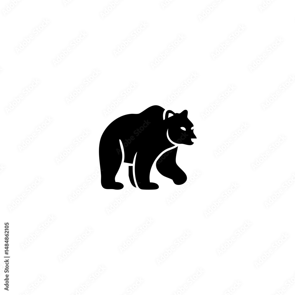 Obraz premium Big bear or Grizzly. Hand drawn vector illustration. Vintage image of a wild animal.