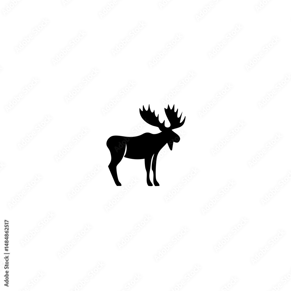 Fototapeta premium Elk moose bull mammal black silhouette animal. Vector Illustrator.