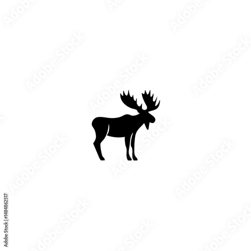 Elk moose bull mammal black silhouette animal. Vector Illustrator.