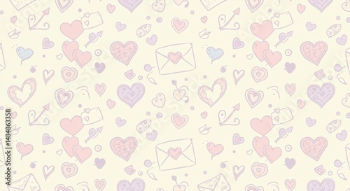 Pastel hearts design pattern