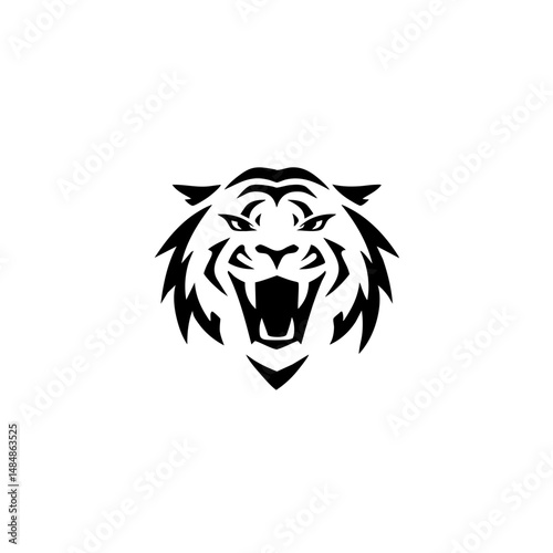 Geometric Tiger Head Logo - Minimalist Symmetrical Vector Design for Branding