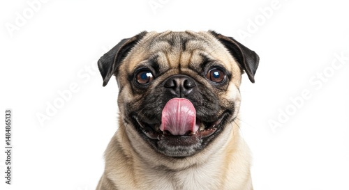 Pug portrait smiling dog face