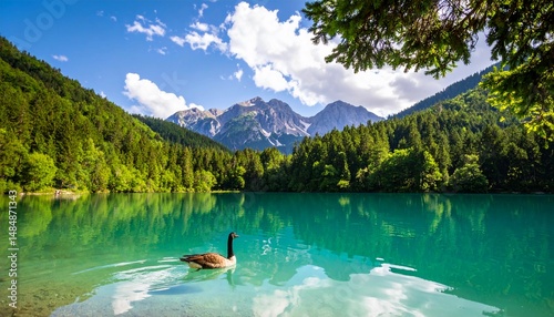 mountain landscape with lake photo