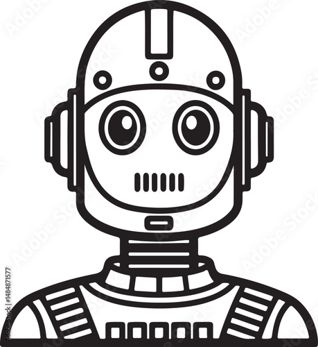 robot face vector stye icon design illustrator line art
