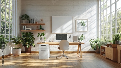 Wallpaper Mural A productive workspace with natural light, modern desks, and minimalist decor Torontodigital.ca