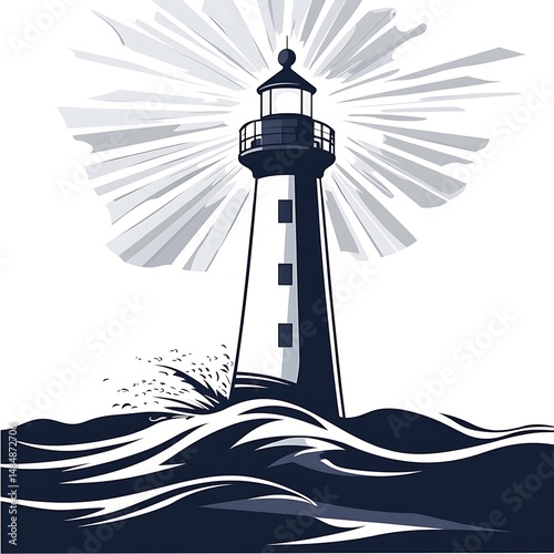 **Lighthouse Shining Light Over Turbulent Waters Representing Guidance, Clean Design. --S 50 --V 6.1 --Raw** - @Darya (Relaxed)