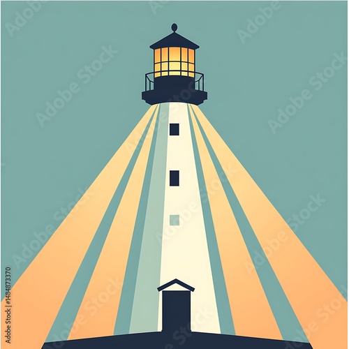 **Lighthouse With Beams Highlighting Different Paths Symbolizing Guidance, Minimalist Background. --S 50 --V 6.1 --Raw** - @Darya (Relaxed)