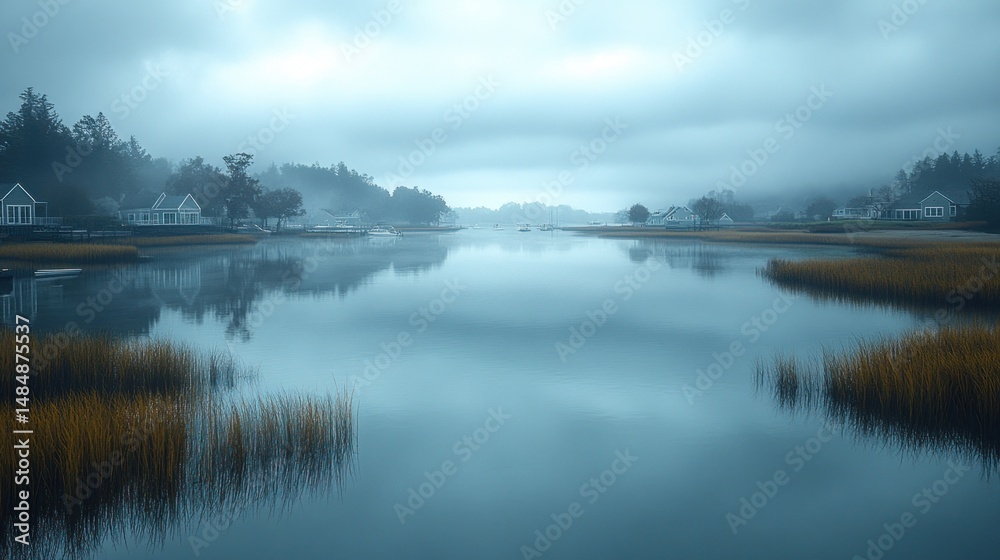 Misty river landscape Misty river landscape