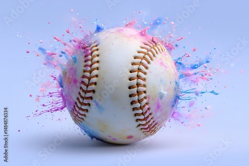 Wallpaper Mural A baseball surrounded by a vibrant splash of colorful paint creating a dynamic and artistic representation of sport and movement Torontodigital.ca