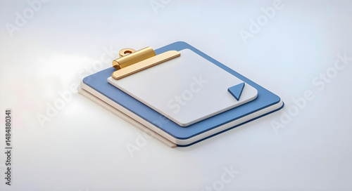 Isometric 3D Icon of Clipboard on White Background