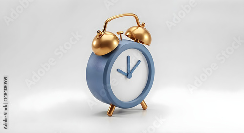 Isometric 3D Icon of Clock Alarm on White Background