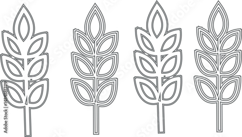 Cereals doodle illustration including icons - pearl millet, agriculture, wheat, barley, rice, maize, timothy grass, buckwheat, proso, sorghum. Thin line art about grain plants. Editable Stroke