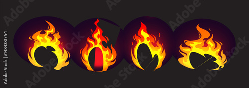 Set Icon Flames full color
