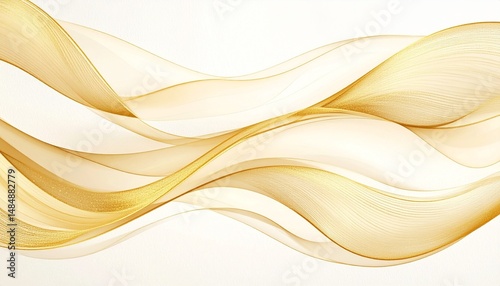 Abstract golden waves on ivory texture