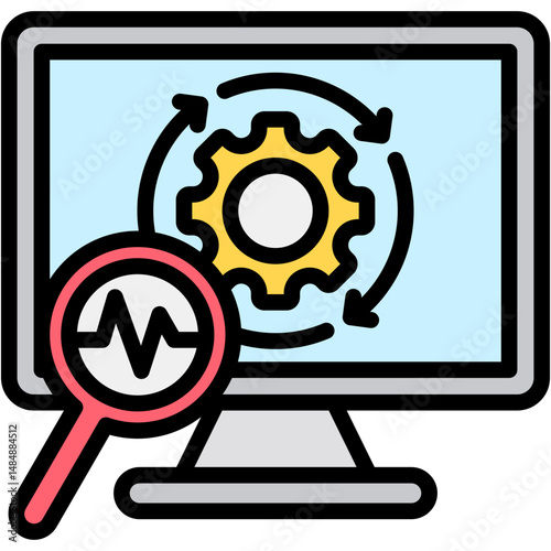 Monitoring Colour Icon Vector Illustration