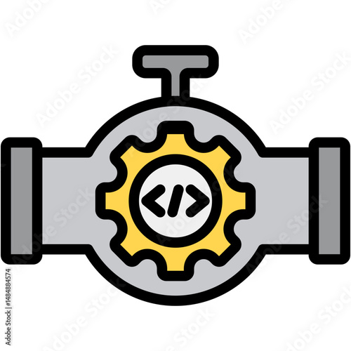 Release Pipeline Colour Icon Vector Illustration