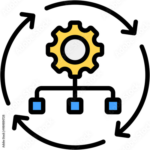 Infrastructure Automation Colour Icon Vector Illustration