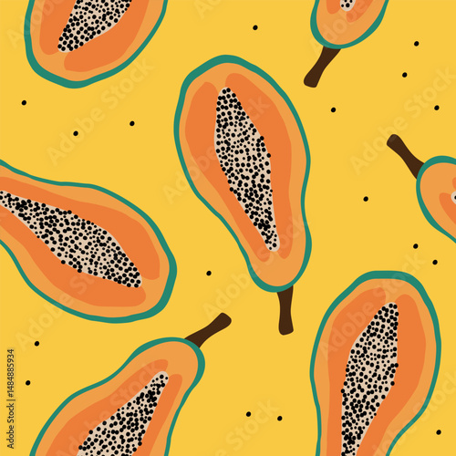 Cute papaya fruits pattern background vector design