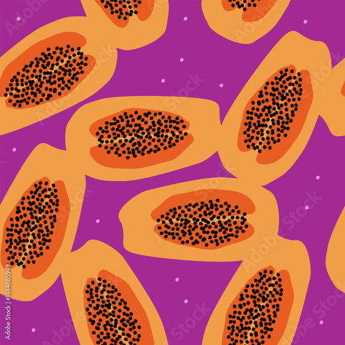 Cute papaya fruits pattern background vector design