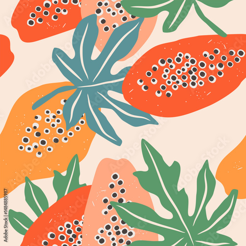 Cute papaya fruits pattern background vector design