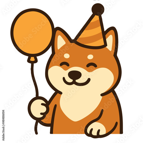 Cute shiba inu birthday celebration