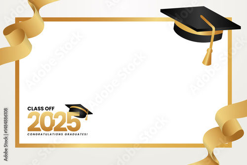 Graduation photo frame with white background for class of 2025 template design