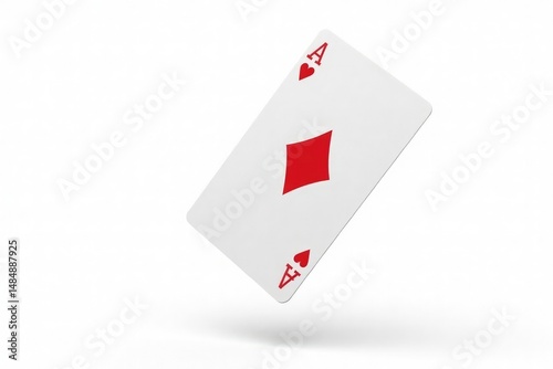 Close-up of a single playing card flipping in mid-air, isolated on white , spades, macro, simple