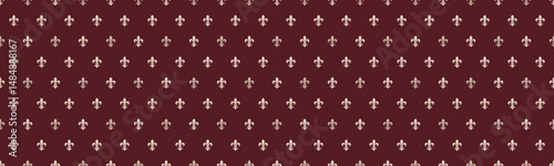 Elegant maroon background adorned with a repeating pattern of delicate, light pink fleurdelis. This sophisticated design evokes feelings of royalty, heritage, and timeless style.
