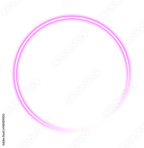 Pink Neon Glowing Circle Frame isolated on transparent background. Futuristic modern border. Empty sparkling techno backdrop. banner. Pink neon sign. Neon mockup template for your design. PNG