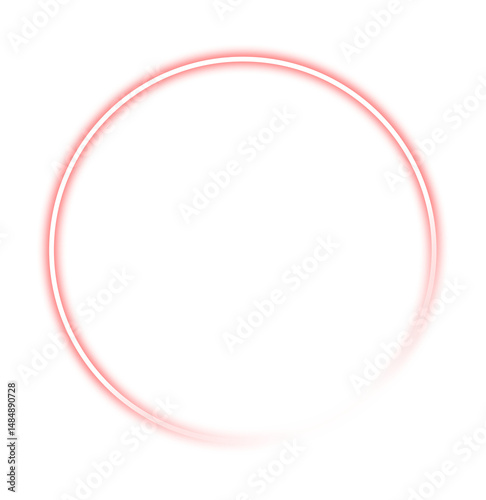 Red Neon Glowing Circle Frame isolated on transparent background. Futuristic modern border. Empty sparkling techno backdrop. banner. Red neon sign. Neon mockup template for your design. PNG