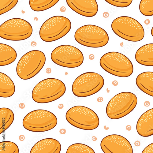 Cuban Bread Vector Illustration with Seamless Pattern Design
