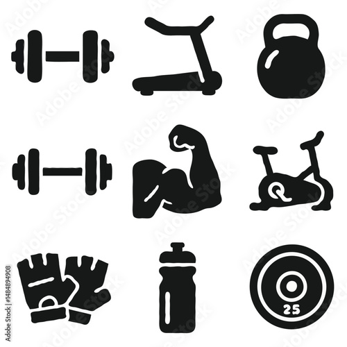 set of gym equipment silhouette