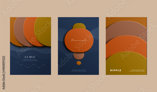 Abstract Modern Brochure Design with Overlapping Shapes and Rich Colors.