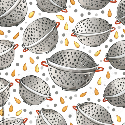 colander Vector Illustration with Seamless Pattern Design
