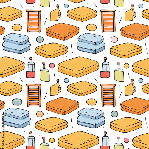 bedsheet Vector Illustration with Seamless Pattern Design
