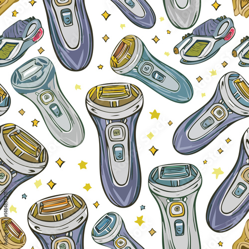 electric shaver Vector Illustration with Seamless Pattern Design