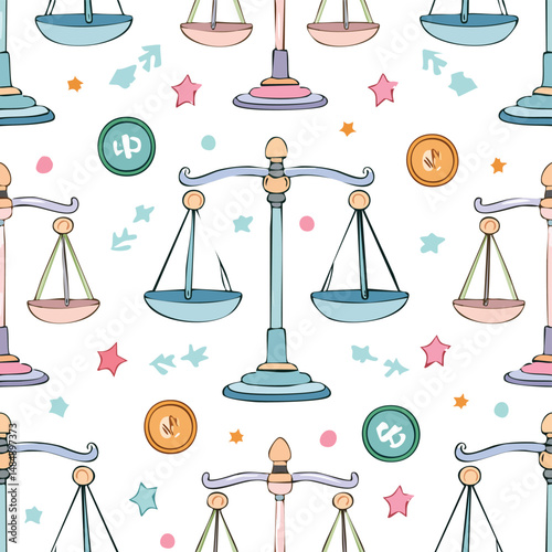 scale Vector Illustration with Seamless Pattern Design