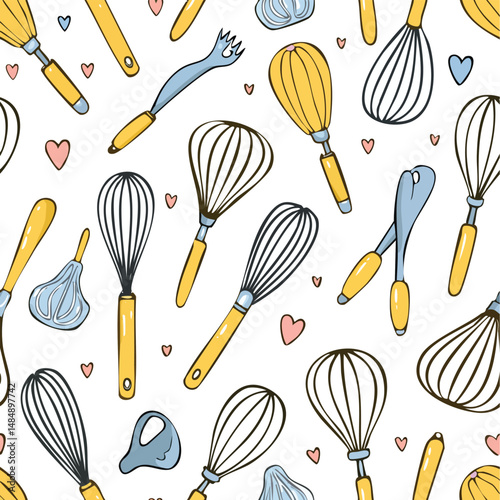 egg beater Vector Illustration with Seamless Pattern Design
