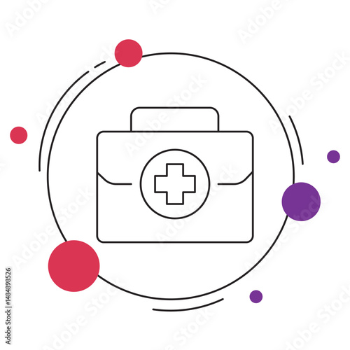 First Aid Kit icon, Compact Medical Kit for Home, Travel & Workplace Safety, Essential First Aid Kit for Emergency Preparedness, vector