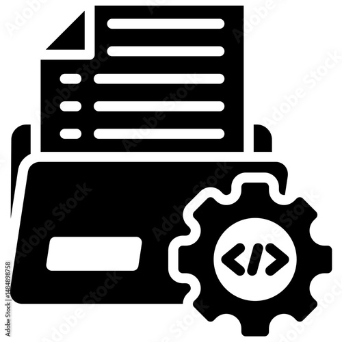 Log Management Solid Icon Vector Illustration