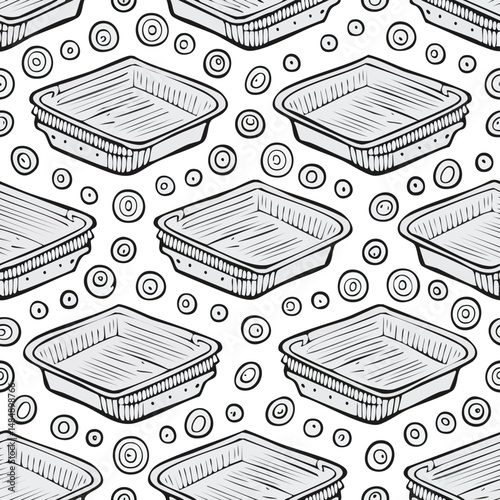 Paper tray Vector Illustration with Seamless Pattern Design
